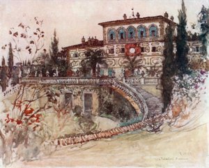 Villa Palmieri (färglitografi) av Robert Charles Goff