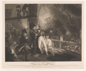 Slaget vid Trafalgar med Horatio Nelsons död Slaget vid Trafalgar och Lord Viscount Nelsons död (titel på objektet)