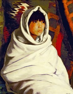 Indisk flicka i en vit filt, 1917 av Robert Cozad Henri