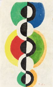 Rhythm, ca 1932 (gouache, akvarell & pensel & bläck på Japon nacré-papper) av Robert Delaunay
