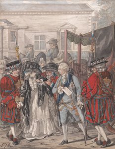 Margaret Nicholson försöker mörda hans majestät, George III, vid trädgårdsingången till St. James
