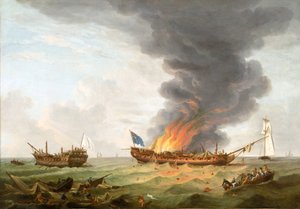 Fregatterna Quebec och Supervisante på stridsmanöver den 6 oktober av Robert Dodd