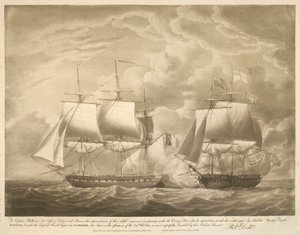Till kapten Phillimore, hans officerare, sjömän och marinsoldater, denna framställning av deras skickliga manöver (att passera under fiendens akter när han förväntade sig att de skulle ta vädermätaren) genom vilken hans majestäts fregatt EUROTAS, förde den