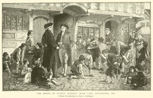 Ursprunget till söndagsskolorna, Hare Lane, Gloucester, 1780