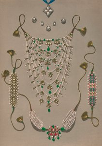 Korshängande broscher och örhängen, svit med indiska ornament, 1863.