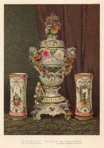Dresden-porslin och porslinsbägare, bröllopsgåvor (chromolitho)