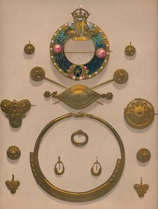 Guldprydnader och brosch, 1863. av Robert Dudley