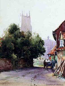 St. Albans, Misty Morning (akvarell på papper) av Robert E. Groves