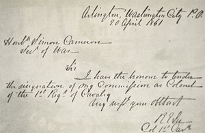 Robert E. Lees avskedsbrev från den federala armén, 20 april av Robert E. Lee