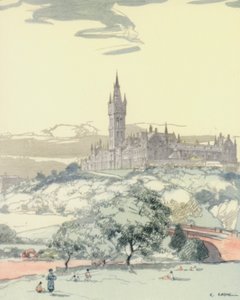 Glasgow: The University (färglitografi)