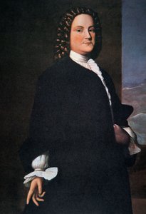 Benjamin Franklin i hans tidiga 40-tal (färg litho)