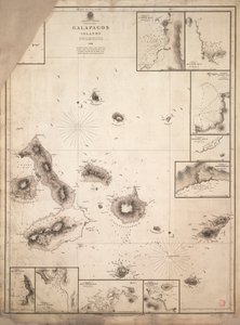 Karta över Galapagosöarna som kartlades under resan med HMS "Beagle av Robert Fitzroy