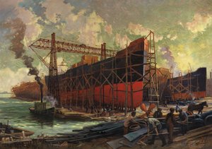 Skeppsbyggnad i Ashbridges Bay, Toronto, 1918