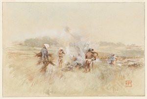 I arbete med att lägga ris på pyrande eldar av Robert Frederick Blum