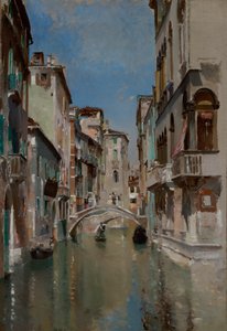 Kanal i Venedig, kvarteret San Trovaso, ca. 1885. av Robert Frederick Blum