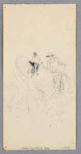 Ritning, Yttervägg: Bay, Balcony, and Cornice (recto); Två figurer och oidentifierade linjer (verso), 1882 av Robert Frederick Blum
