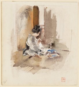 Japansk flicka som syr av Robert Frederick Blum