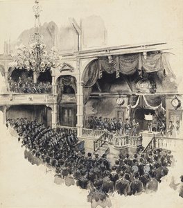 Invigningsscen för det japanska parlamentet, 1890 av Robert Frederick Blum