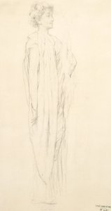 Studie av draperad kvinnofigur för väggmålningen Moods to Music av Robert Frederick Blum