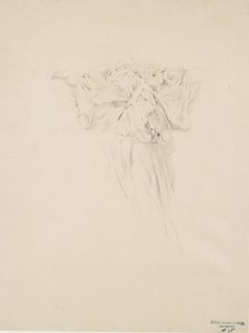 Studie av draperi för väggmålning Moods to Music, 1893-95 (grafit med gul penna på buffvävt papper) av Robert Frederick Blum