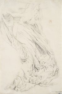 Studie av draperi för väggmålning Moods to Music, 1893-95 (grafit med gul penna på krämigt papper) av Robert Frederick Blum