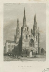 Lichfield Cathedral - West Front: stålgravyr, nd [c 1835-1842] (tryck) av Robert Garland