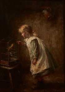 The Pet Canary (olja på duk) av Robert Gemmell Hutchison
