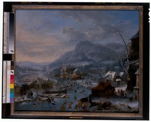Vinter: Ett fruset vinterlandskap med bönder