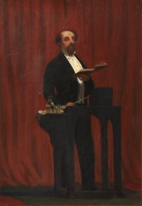 Charles Dickens håller en offentlig uppläsning, 1858 (olja på elfenben)