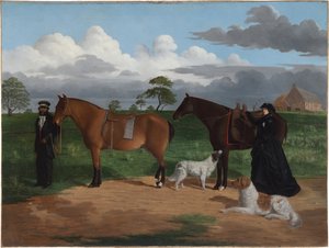 Mrs Adolphus Sceales med Black Jimmie på Merrang Station, 1856 av Robert Hawker Dowling