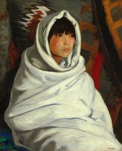 Indisk flicka i vit filt av Robert Henri