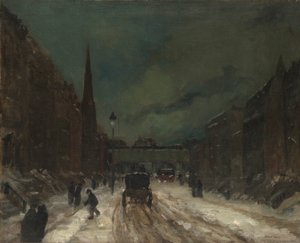 Gatubild med snö (57th Street, NYC.)