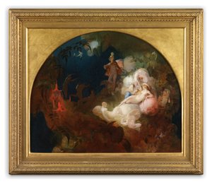 Där sover Titania (olja på panel)