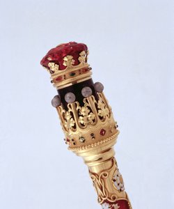 Earl Marshals batong som presenterades för den femtonde hertigen av Norfolk vid hans första äktenskap av College of Arms, 1877 (guld) (se även 279117) (detalj) av Robert, II Garrard