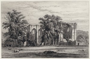 Furness Abbey (etsning) av Robert Kent (after) Thomas