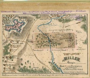"Camp Lawton" vid Millen, Georgia - ca 8.600 fångar inspärrade här den 14 november 1864. LOC gvhs01.vhs00054