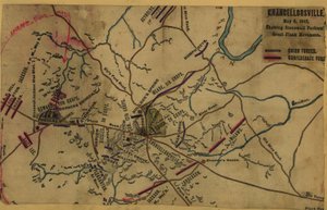 Chancellorsville, 2 maj 1863, visar Stonewall Jacksons stora flankrörelse LOC gvhs01.vhs00287