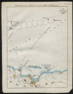 Karta över slaget utanför Cherbourg. LOC gvhs01.vhs00168