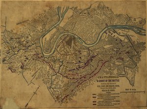 Chattanooga Ett diagram över slaget mellan styrkorna från Gens. Grant och Braxton Bragg som utkämpades 24-5 november 1863. LOC gvhs01.vhs00275