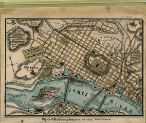 Karta över Richmond, Virginia...1863. LOC gvhs01.vhs00051 av Robert Knox Sneden