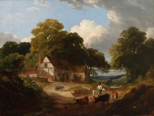 Barnyard Scene, sent 1700-tidigt 1800-tal.