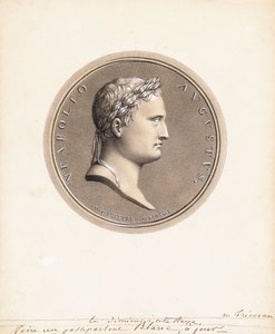 Kejsar Napoleon I, i profil till höger - En design för en medalj av Robert Lefevre