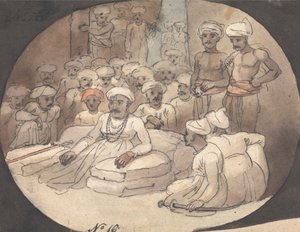 Skiss av Mahadji Scindia i hans tält av Robert Mabon