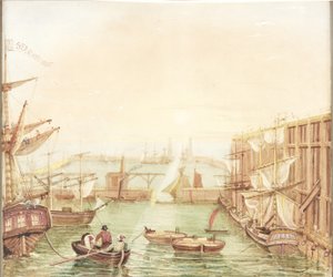 Seaham Harbor (akvarell, kroppsfärg, penna och bläck på papper) av Robert Mackreth