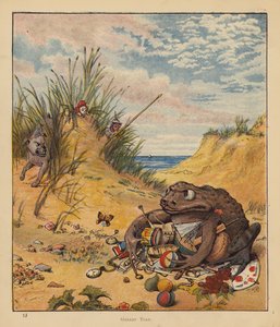The Kitten Pilgrims: Greedy Toad (färg litho) av Robert Michael Ballantyne
