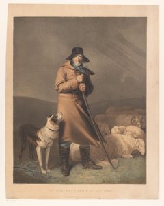 Herde med sin hund och får En gammal herde i en storm (titel på objekt) av Robert Mitchell Meadows