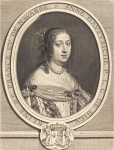 Anne av Österrike, drottning av Frankrike och Navarra av Robert Nanteuil after Pierre Mignard I