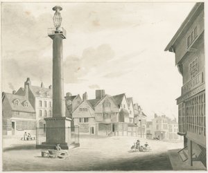 Wolverhampton - Market Place: sepiateckning och [mitten av 1800-talet] (teckning)