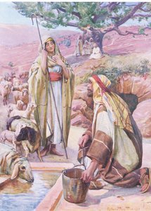 Rachel vid brunnen, från The Bible Picture Book utgiven av Thomas Nelson, c.1950