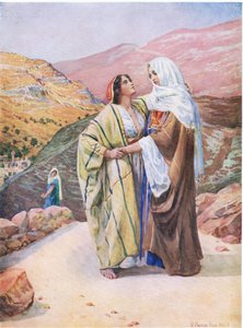 Ruth och Naomi, från The Bible Picture Book utgiven av Thomas Nelson, c.1950